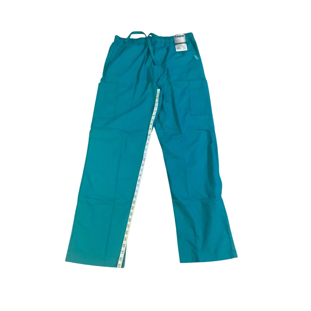 Landau For Men Cargo Scrub Pants Teal Blue Drawstring Elastic Waist 8555 TLG NEW